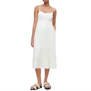 AllSaints Laze Midi Dress XS White Pleated‎ Sleeveless Boho Resortwear Flowy